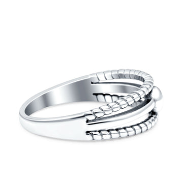 Round Bali Split Shank Oxidized Band Solid 925 Sterling Silver Thumb Ring (6.6mm)